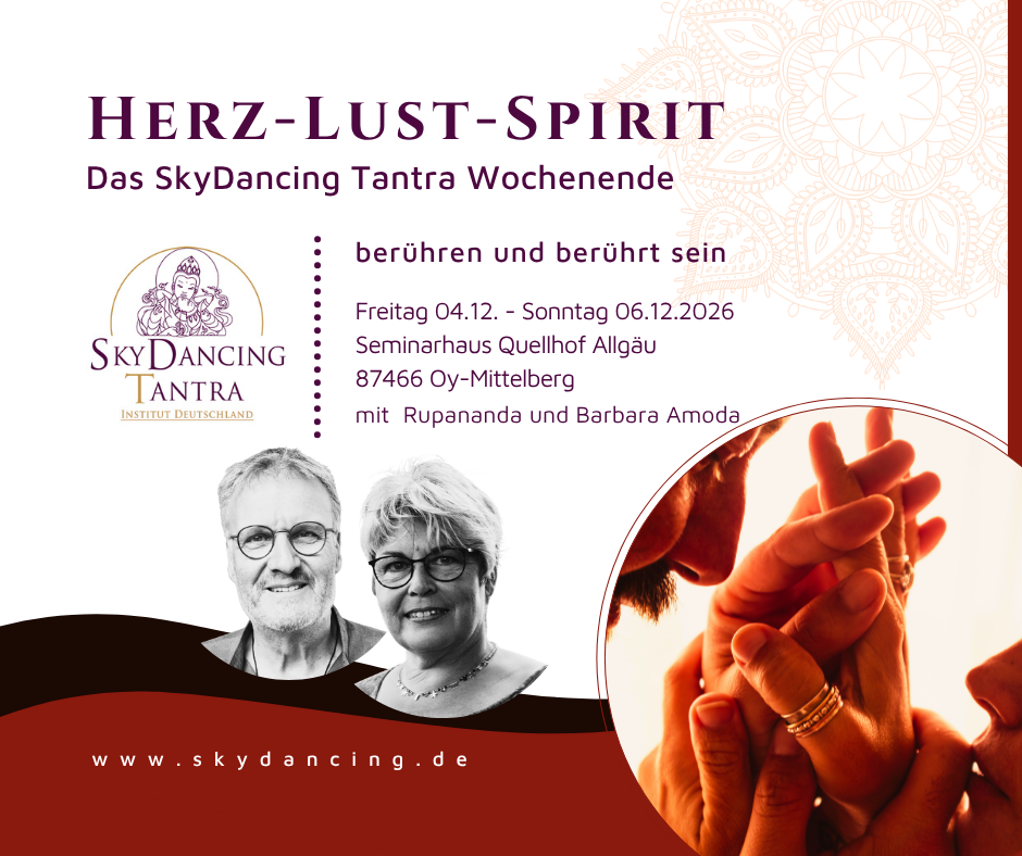 Tantrisches Seminar „Berühren und berührt sein“ mit Rupananda und Barbara Amoda – bewusste Berührung, Sinnlichkeit, Heilung und Transformation.